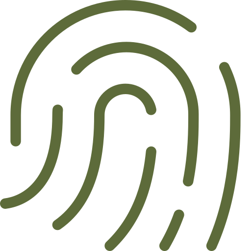 Icône d'une empreinte digitale représentant l'authenticité, l'unicité et la cohérence avec son identité.
